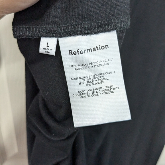 Reformation Kinsey Knit Long Sleeve Dress Size Large in Black Lace Up Cut Outs - Picture 9 of 10